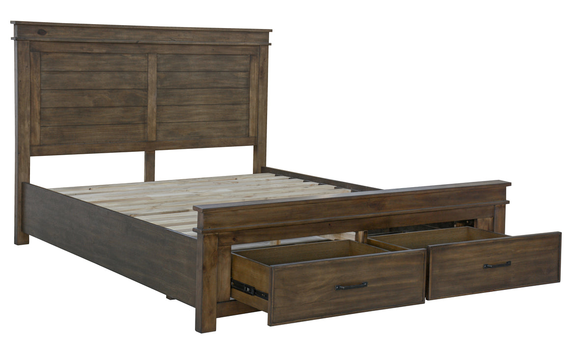 Lily 4pc King Bed Suite Bedside Tallboy Bedroom Furniture Package - Rustic Grey