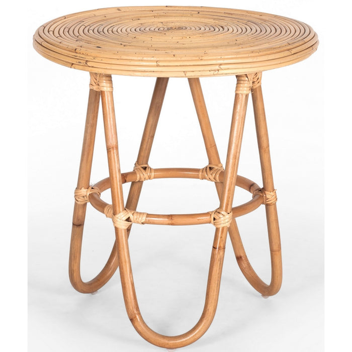 Crocus Rattan Round Side Sofa End Table 55cm - Natural