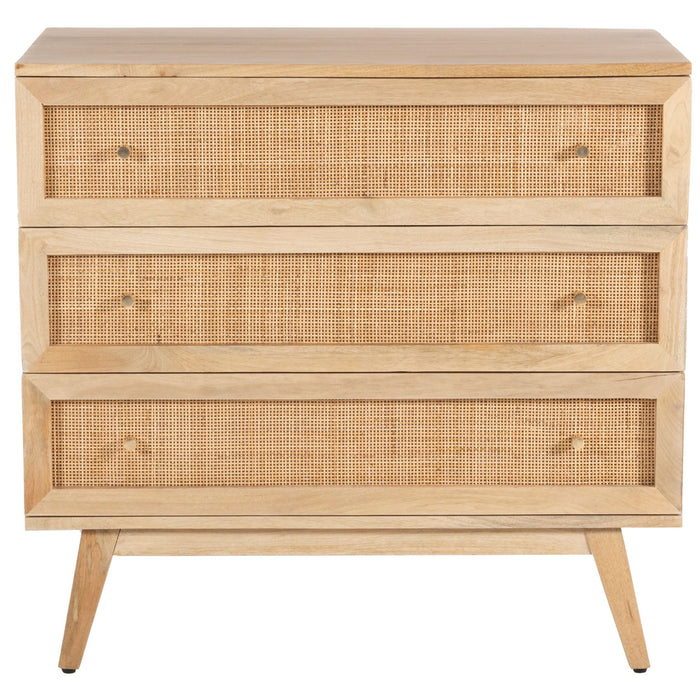 Olearia  Storage Cabinet Buffet Chest of 3 Drawer Mango Wood Rattan Natural