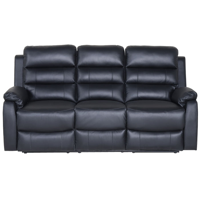 Royal 3pc 5 Seater Leather Electric Recliner Home Theatre Sofa Lounge Set Black