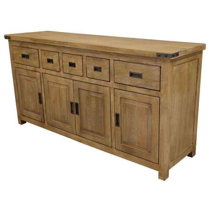 Gloriosa Buffet Table 180cm 4 Door 5 Drawer Solid Mango Timber Wood - Honey Wash