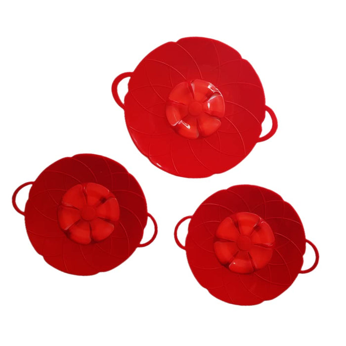 3 PCS Silicone Lid Spill Stopper Cover For Pot Pan Kitchen Flower Cookware