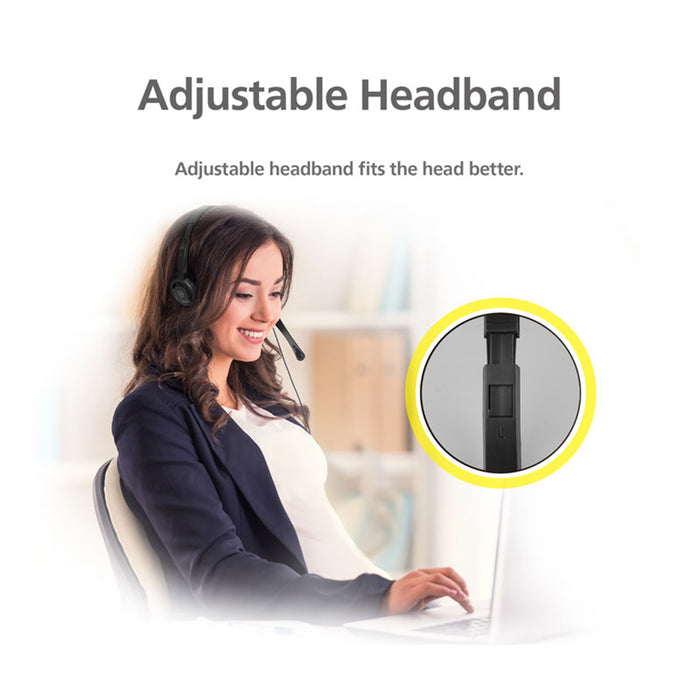 3.5mm Multi Device Stereo Headset Adjustable Headband Noiseless Volume Control