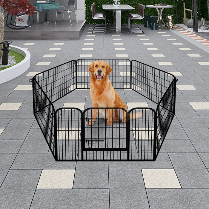 Heavy Duty Comfortable Pet Dog Game Fence Foldable 6 Panel Metal Dog Fence Black