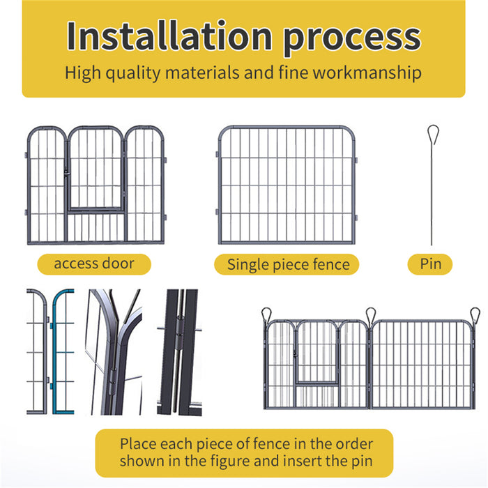 8 Panel Pet Dog Playpen Puppy Exercise Cage Enclosure Fence Foldable Play Pen L