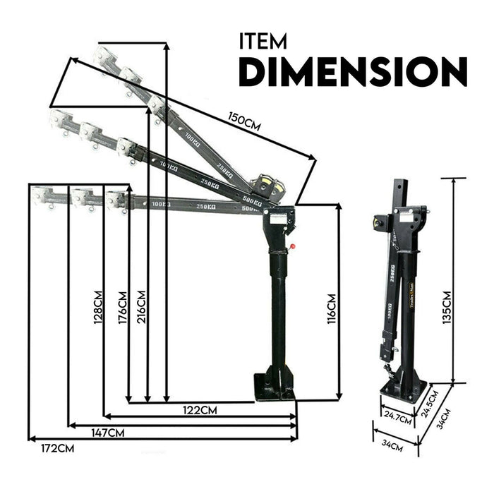 800kg Electric Hoist Winch Crane 12V Swivel Car Truck UTE Lift 360° Pick Up