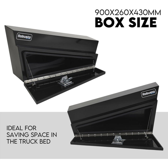 Under Tray Tool Box Underbody Pair Set 900mm Black Steel