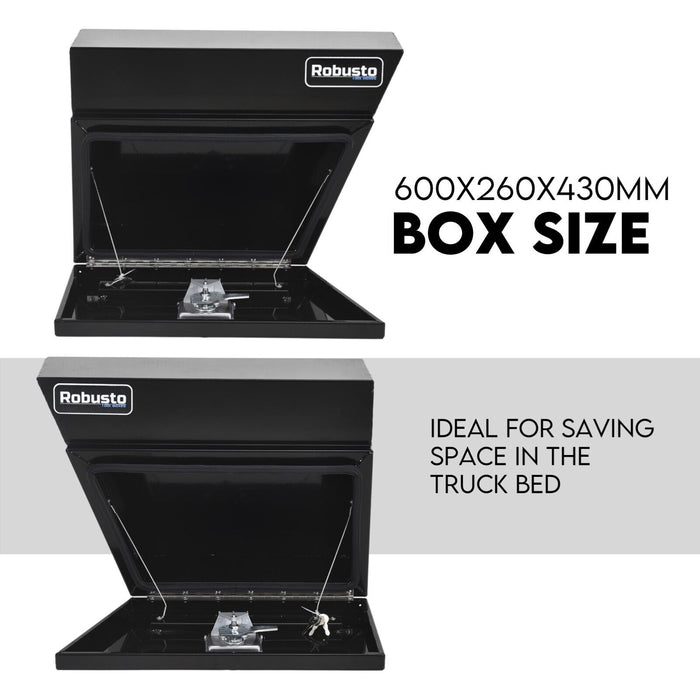 Under Tray Tool Box Underbody Pair Set 600mm Black Aluminium