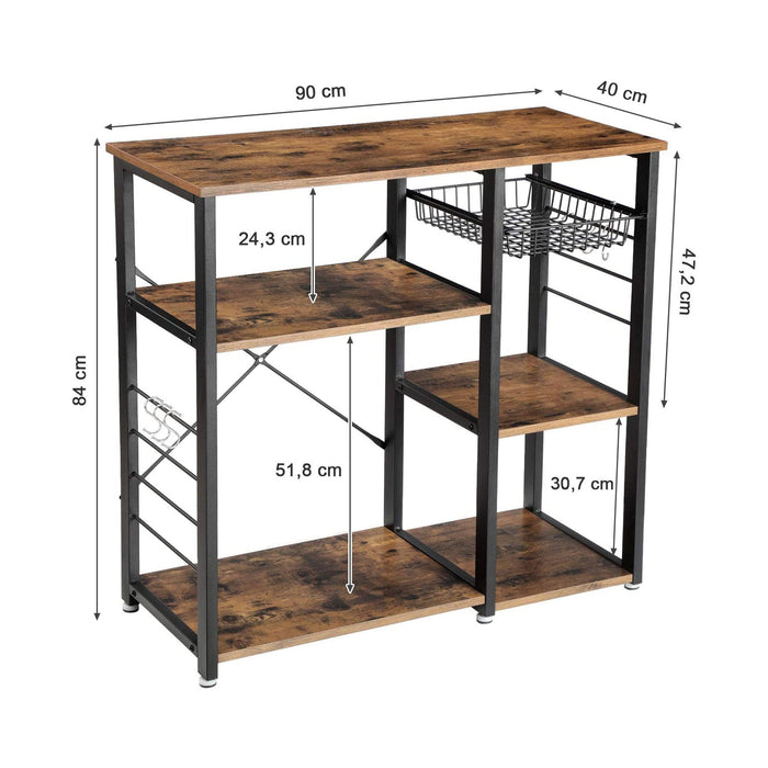 VASAGLE Kitchen Storage Shelves with Wire Basket and 6 S-Hooks