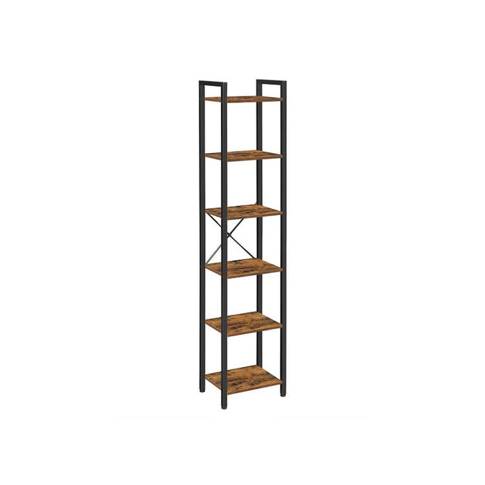 VASAGLE 6-Tier Bookshelf Rustic Brown and Black Bookcase