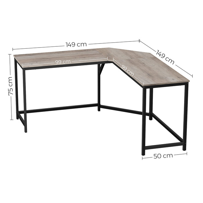 VASAGLE L-Shaped Computer Desk, Corner Desk for Study, Home Office, Gaming 149D x 149W x 75H cm