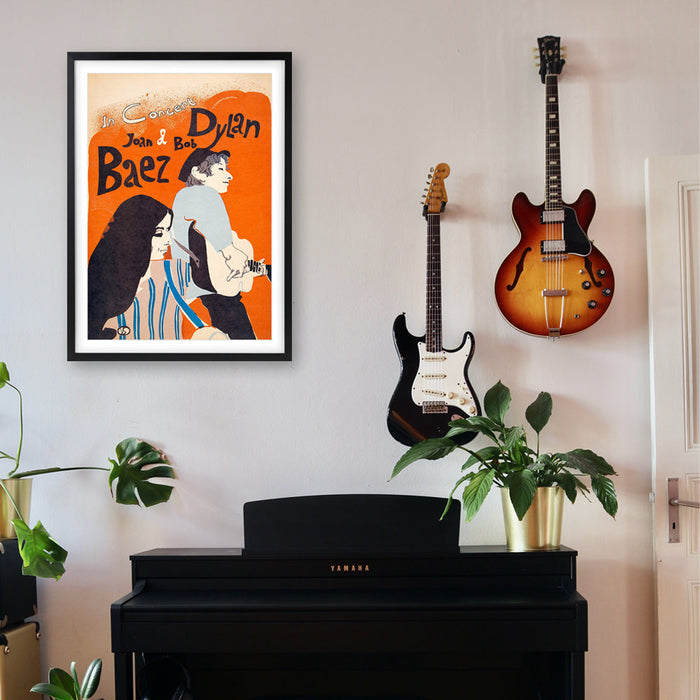 Wall Art's Bob Dylan Joan Baez 1965 Large 105cm x 81cm Framed A1 Art Print