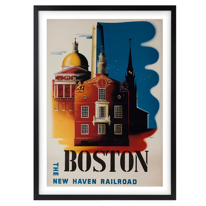 Wall Art's Boston New Haven Railroad Large 105cm x 81cm Framed A1 Art Print