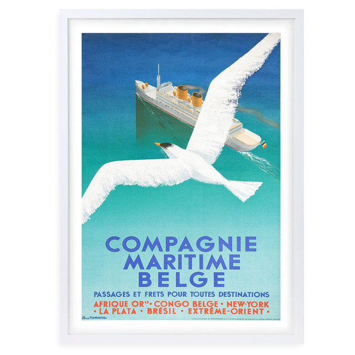 Wall Art's Compagnie Maritime Belge Large 105cm x 81cm Framed A1 Art Print