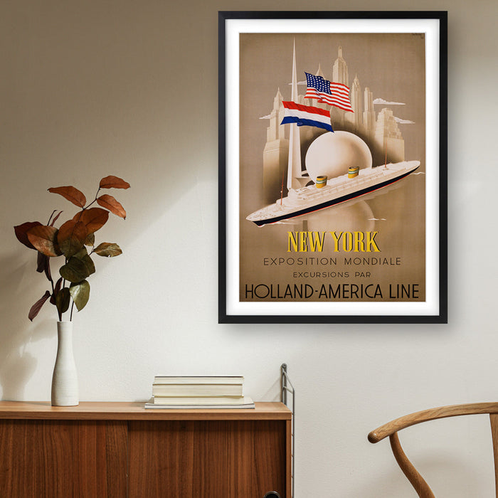 Wall Art's Cunard New York Liverpool Large 105cm x 81cm Framed A1 Art Print