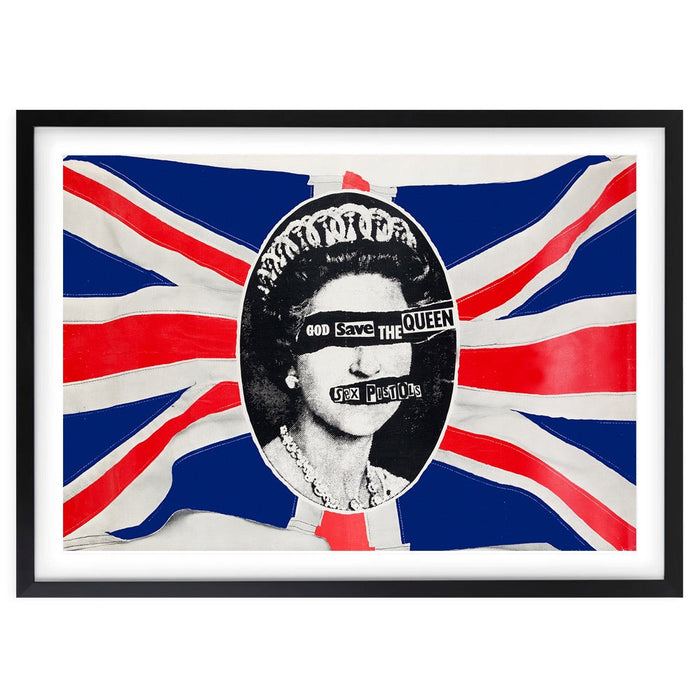 Wall Art's Sex Pistols - God Save The Queen Promo - 1977 Large 105cm x 81cm Framed A1 Art Print