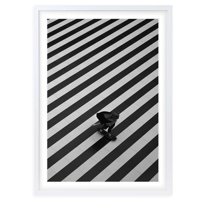 Wall Art's Skater On Stripes Large 105cm x 81cm Framed A1 Art Print