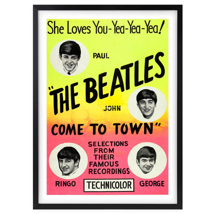 Wall Art's The Beatles - Come To Town - 1963 Large 105cm x 81cm Framed A1 Art Print