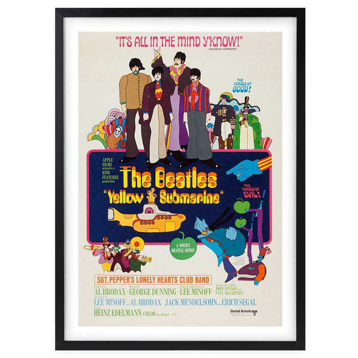 Wall Art's The Beatles - Yellow Submarine Theatrical Poster - 1968 Large 105cm x 81cm Framed A1 Art Print