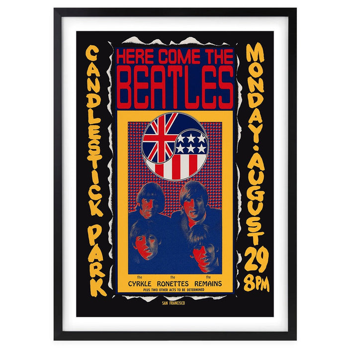 Wall Art's The Beatles - The Ronettes - Candlestick Park Large 105cm x 81cm Framed A1 Art Print