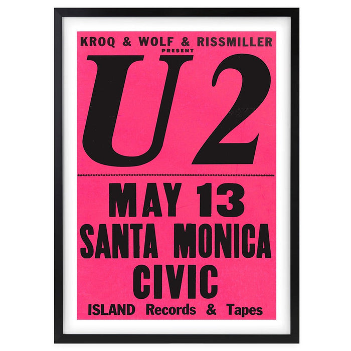 Wall Art's U2 - Santa Monica Civic - 1981 Large 105cm x 81cm Framed A1 Art Print