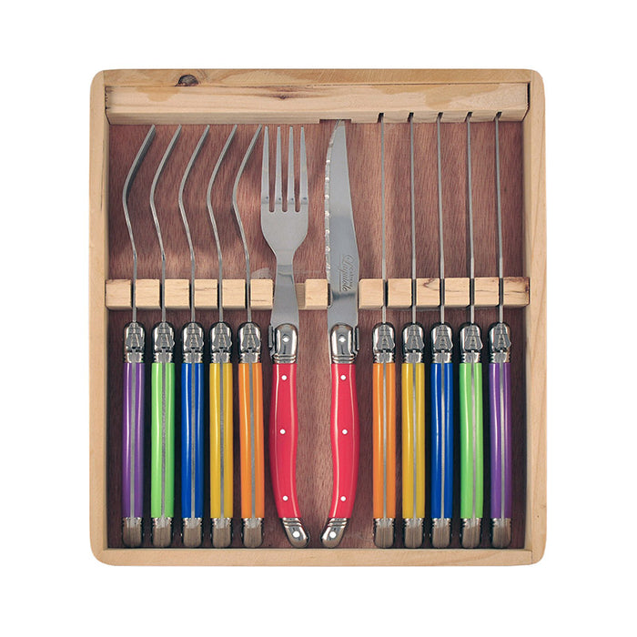 Steak Knife & Fork 12p Multicolour x 6sets