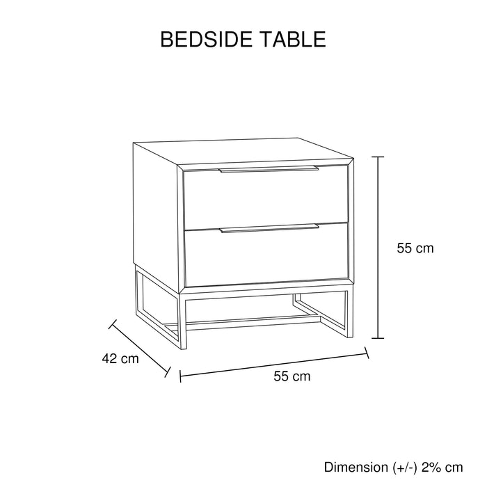 3 Pieces Bedroom Suite made in Solid Wood Acacia Veneered Queen Size Oak Colour Bed, Bedside Table