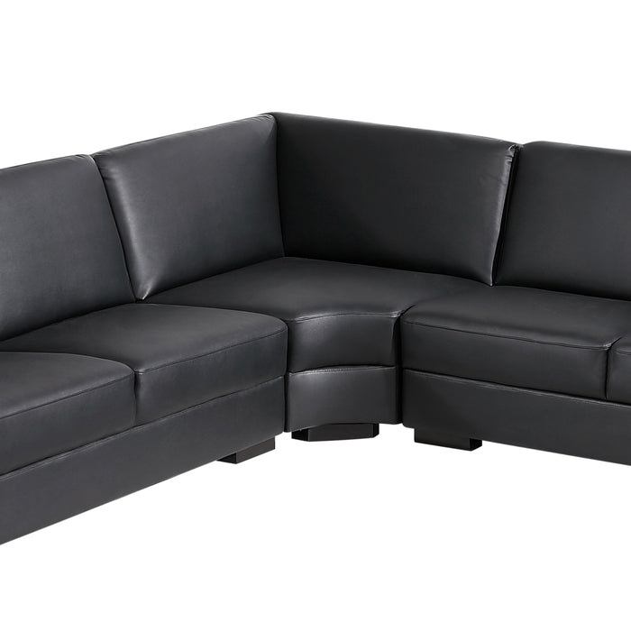 Lounge Set Luxurious 6 Seater Bonded Leather Corner Sofa Living Room Couch in Black with Chaise