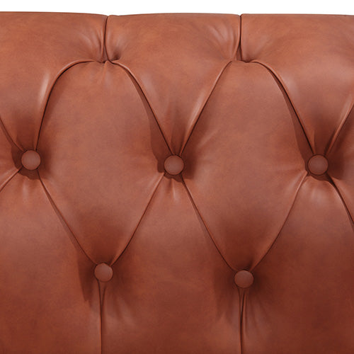 2 Seater Brown Sofa Lounge Chesterfireld Style Button Tufted in Faux Leather