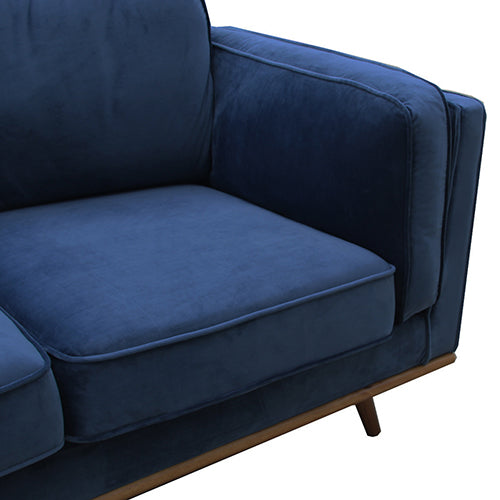 3 Seater Sofa Soft Blue in Soft Blue Velvet Fabric Lounge Set for Living Room Couch with Wooden Frame