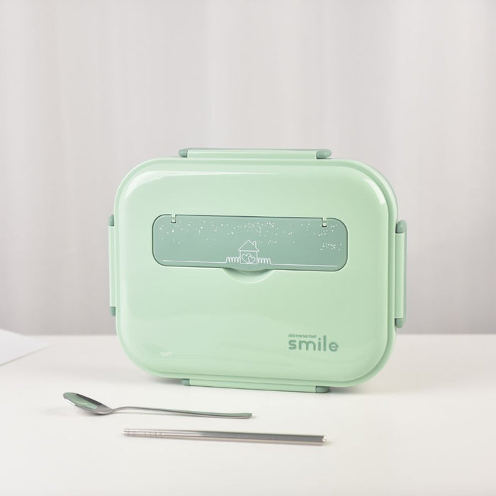 Kylin 304 Stainless Steel 5 Divided Smile Small Lunch Box With Soup Pot - Green