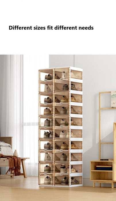 Kylin Cubes Storage Folding Shoe Box With 1 Column, 10 Grids,5 Brown Doors