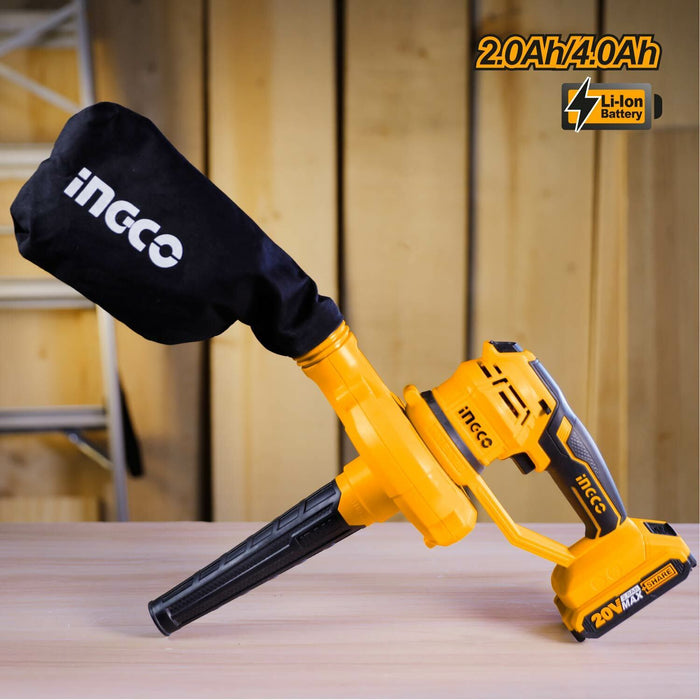 INGCO Air Leaf Blower 20V Vacuum Dust Cleaner Cordless Heavy Duty 17000R/min