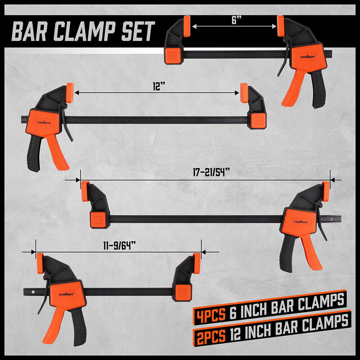 HORUSDY 8Pcs Bar And Spring Clamps Set For Woodworking One-Handed Clamp Spreader