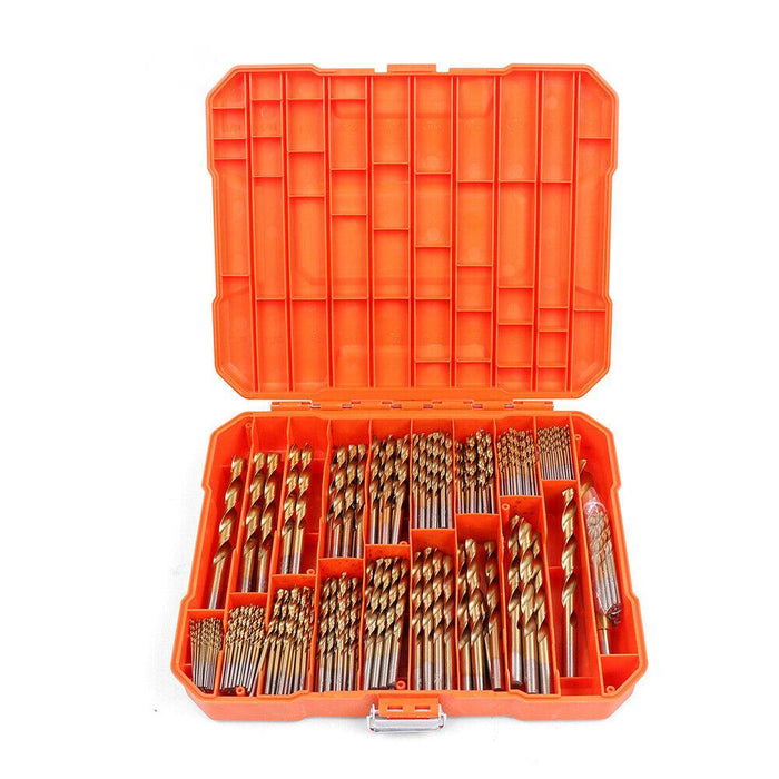 250x Twist Drill Bits Set Titanium Coated HSS for Metal Steel Wood Plastic Alloy