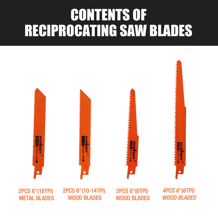 10Pc Reciprocating Saw Blades Set For Wood Metal Timber Demolition Cutting Tool