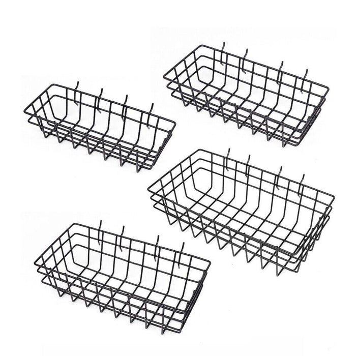 4Pc Pegboard Baskets Set Storage Bins Peg Board Organizer 4 Size Display Hangers