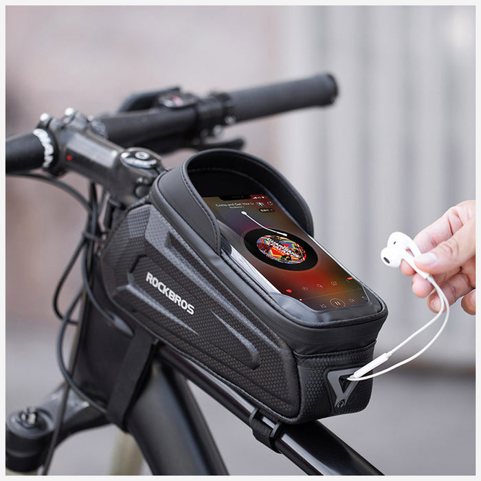 Waterproof Bike Handlebar Bag TPC Screen Touch Detachable Bag - Black