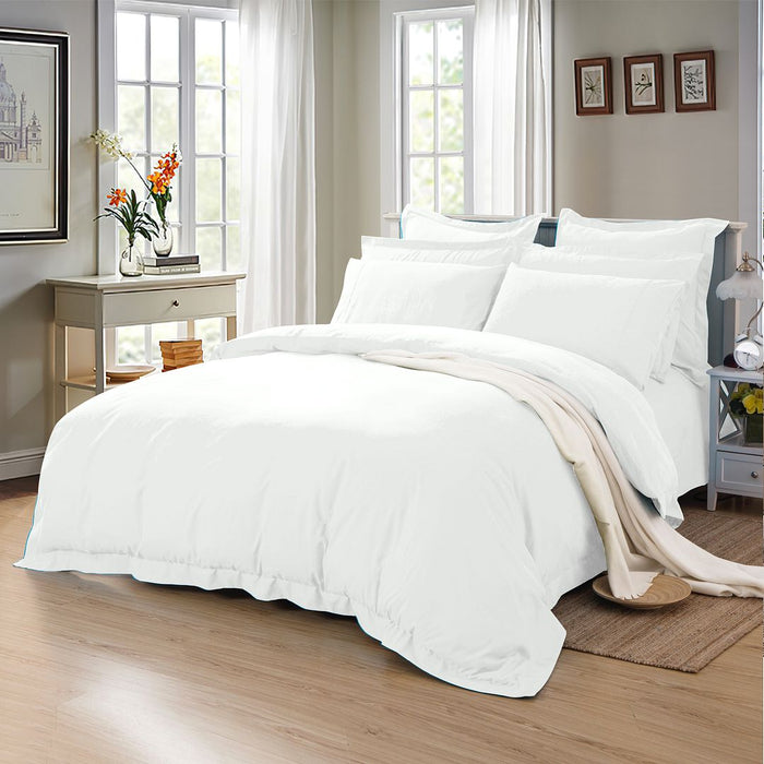 1000TC Tailored King Single Size White Duvet Doona Quilt Cover Set