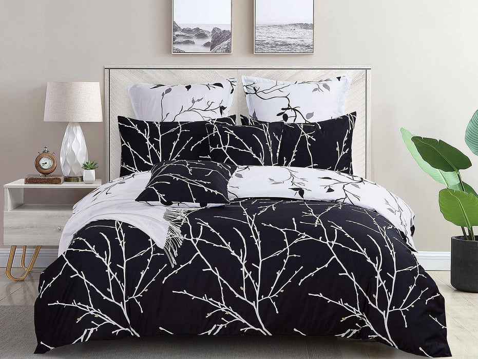 Tree Reversible Double Size White Duvet Doona Quilt Cover Set