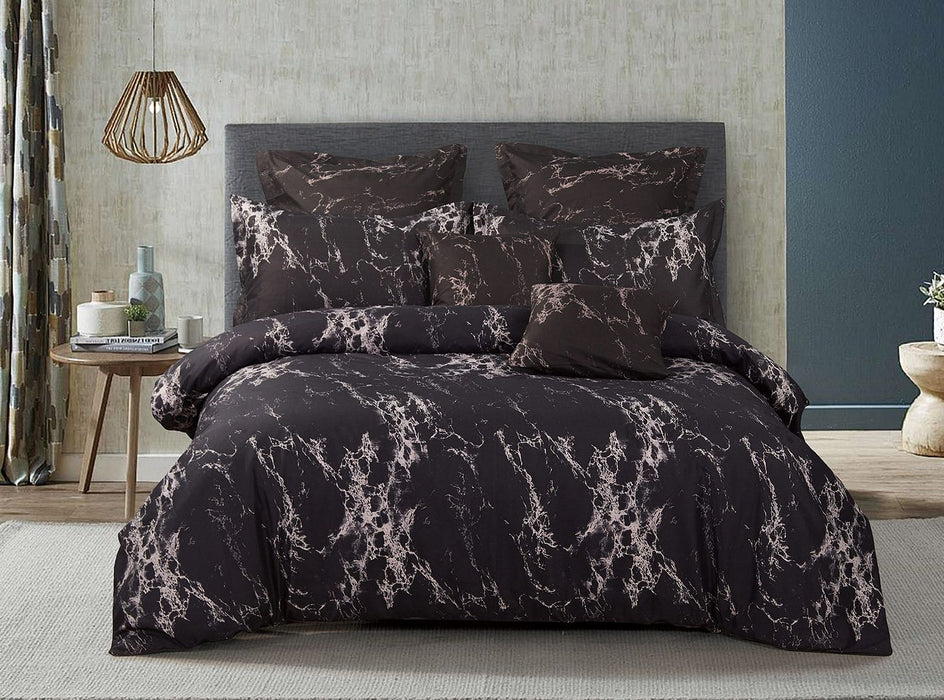 Black Marble King Size Duvet Doona Quilt Cover Set