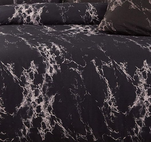 Black Marble King Size Duvet Doona Quilt Cover Set