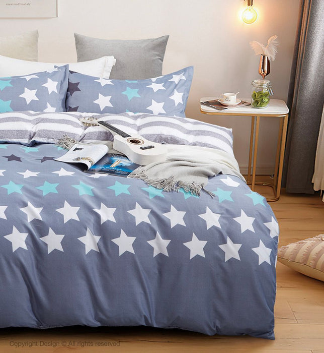 Stars King Size Quilt/Doona/Duvet Cover Set