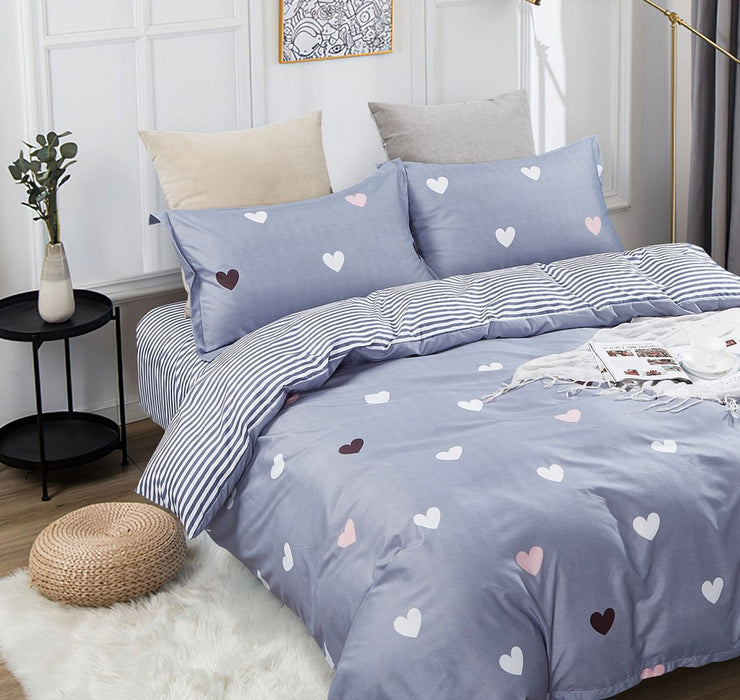 Love Heart King Size Quilt/Doona/Duvet Cover Set