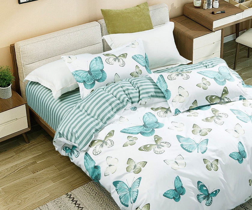 Fleur Butterfly King Size Quilt/Doona/Duvet Cover Set