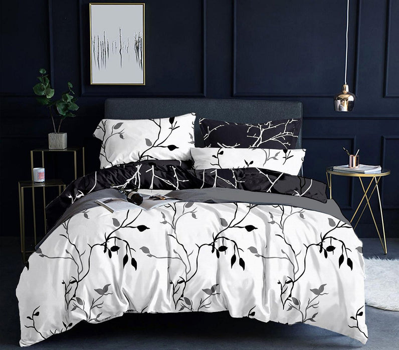 Tree Reversible Super King Size White Duvet Doona Quilt Cover Set