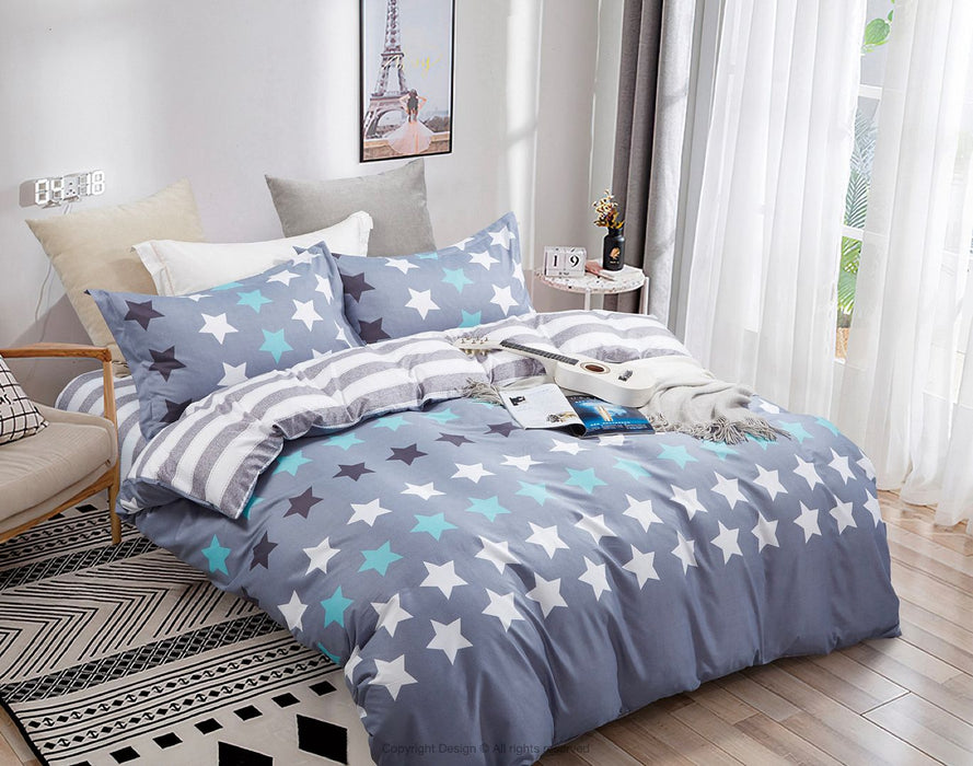 Stars Super King Size Quilt/Doona/Duvet Cover Set