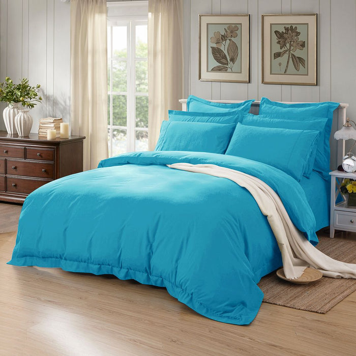 1000TC Tailored Queen Size Light Blue Duvet Doona Quilt Cover Set