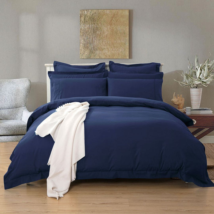 1000TC Tailored Queen Size Quilt/Doona/Duvet Cover Set - Midnight Blue