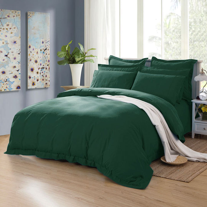 1000TC Tailored Queen Size Quilt/Doona/Duvet Cover Set - Dark Green